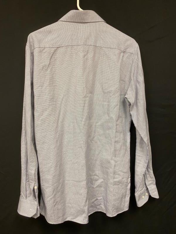Saks Fifth Ave Red Label Trim Fit Button Up Shirt Men's Size 16 34/35 Blue White
