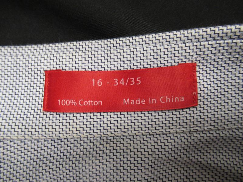 Saks Fifth Ave Red Label Trim Fit Button Up Shirt Men's Size 16 34/35 Blue White