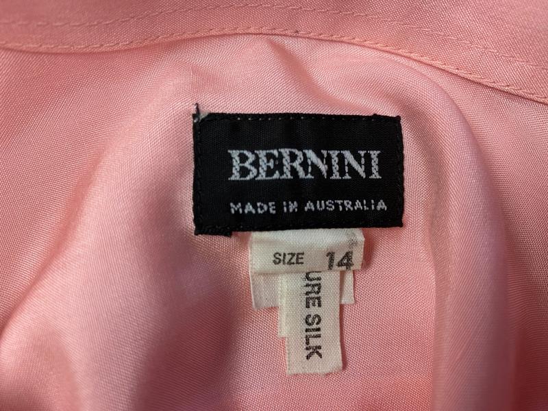 Vintage Bernini Long Sleeve Button Up Blouse Women's Size 14 Silk Pink