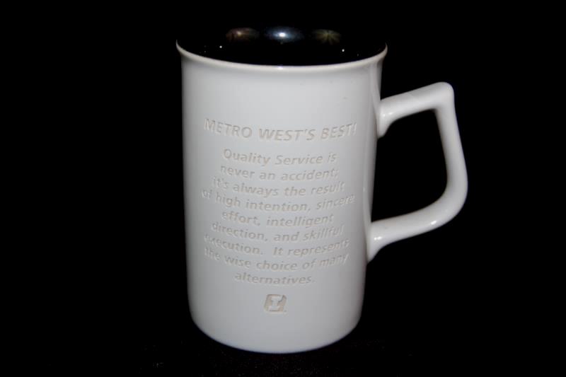First Interstate Bank Coffee Mug Multnomah Falls Engraving White Black