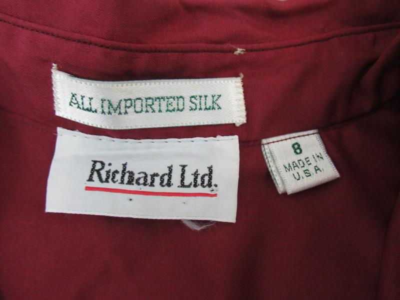Vintage Richard LTD Button Up Shirt Women's Size 8 Imported Silk Burgundy