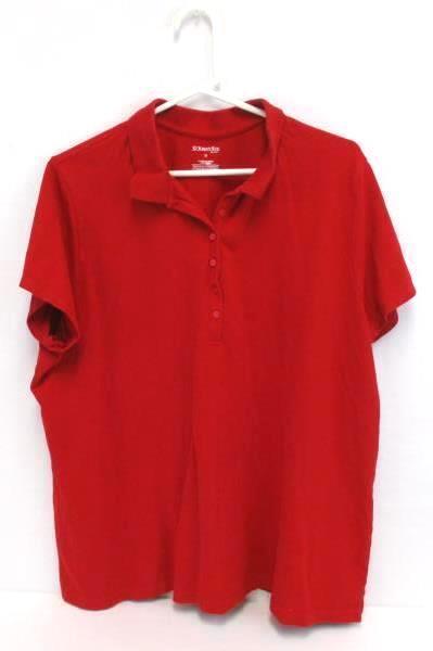 Lot of 2 Women's Plus Size Short Sleeve Blouse Red Polo Black V Neck Tops 2XL