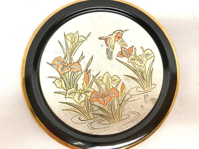 Himark Giftware The Art of Chokin Japanese Irises Hummingbird Trinket Box Black