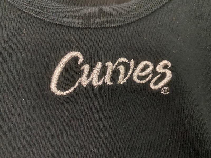 Curves Active Wear Tank Top Women's Size Medium Black Embroidered Logo Cotton