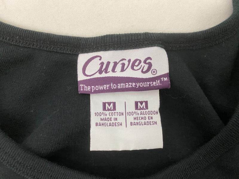Curves Active Wear Tank Top Women's Size Medium Black Embroidered Logo Cotton