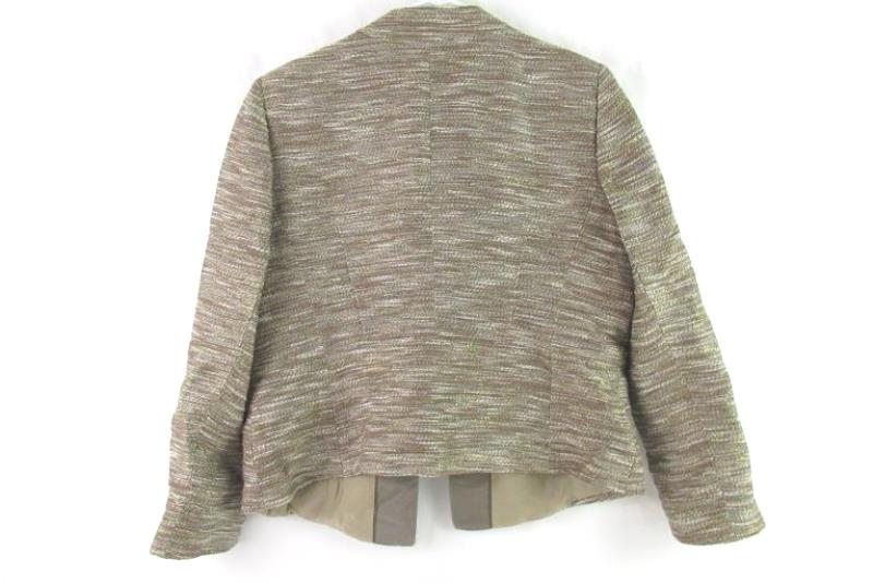 Lafayette 148 Textured Jacket Women's Size 14 Brown Metallic Hook Eye Closure