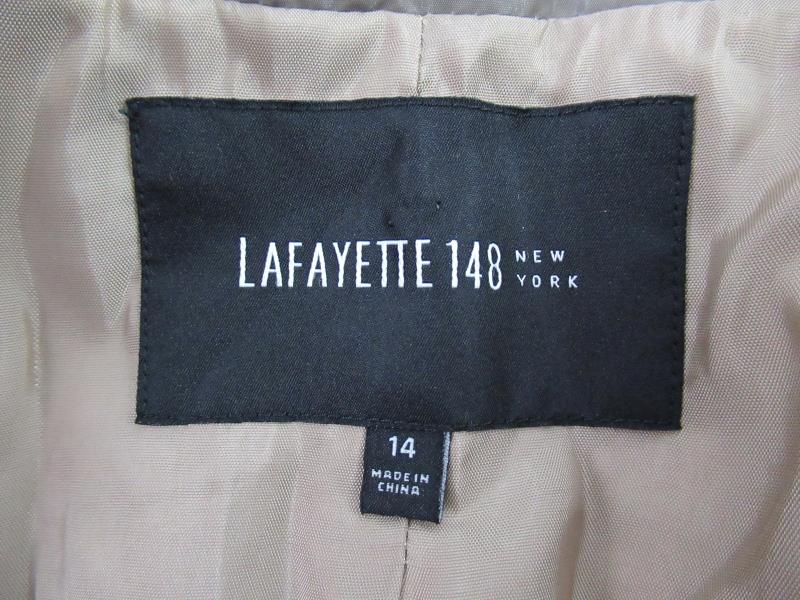 Lafayette 148 Textured Jacket Women's Size 14 Brown Metallic Hook Eye Closure