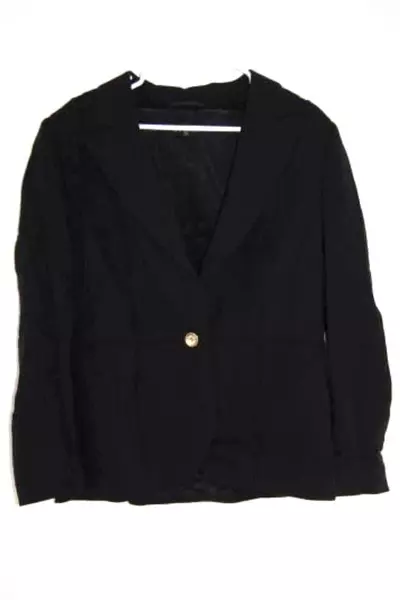 Escada Blazer Jacket Women's Size 42 Black Textured Pockets Collared