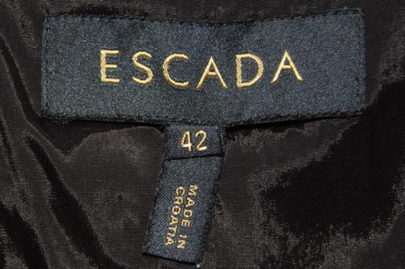 Escada Blazer Jacket Women's Size 42 Black Textured Pockets Collared