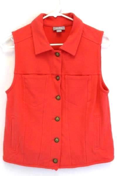 JANA Petites Women's Salmon Sleeveless Button Up Vest Stretch Size Small