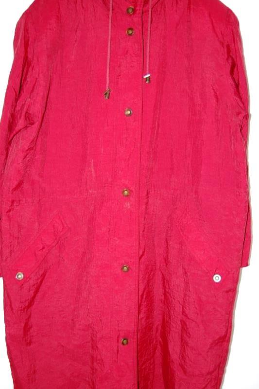 Eddie Bauer Long Hooded Jacket Women's Size Medium Petite Nylon Red Pockets