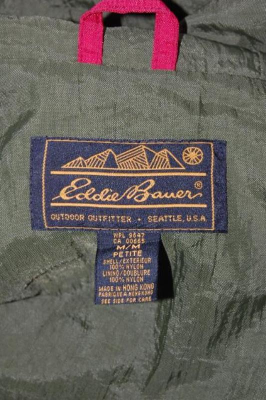 Eddie Bauer Long Hooded Jacket Women's Size Medium Petite Nylon Red Pockets
