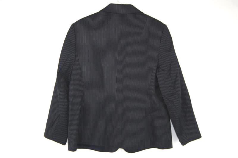 Vintage Talbots Woman's Suit Jacket Size 12W Blue Grey Striped Shoulder Pads