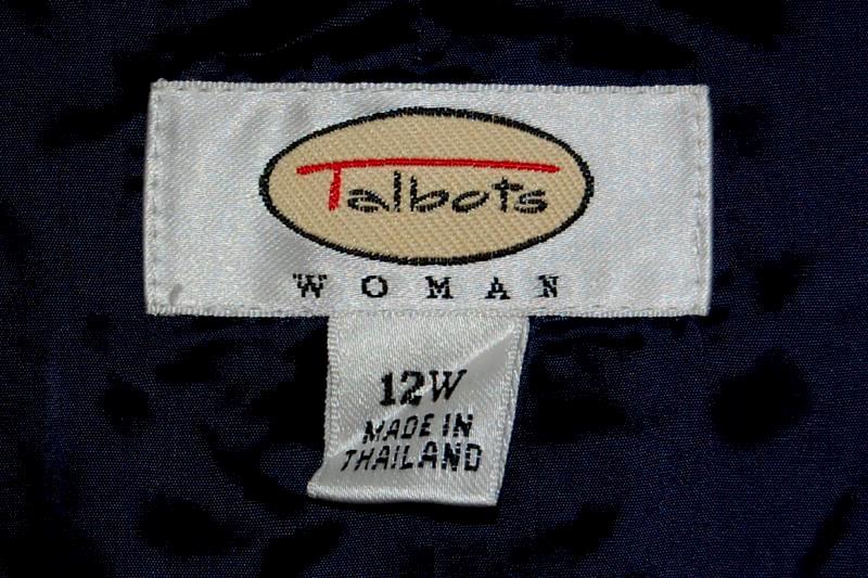 Vintage Talbots Woman's Suit Jacket Size 12W Blue Grey Striped Shoulder Pads