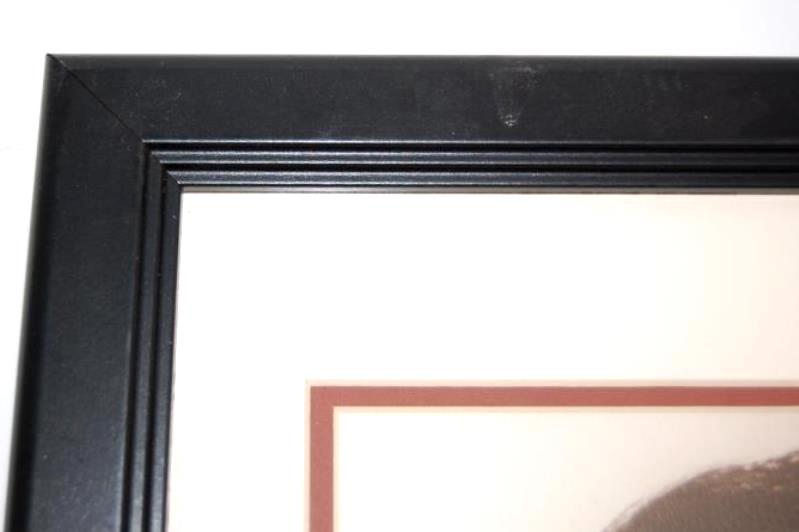 Framed Elvis Picture Matted Black And White Print of A Young Elvis Brass Plaque