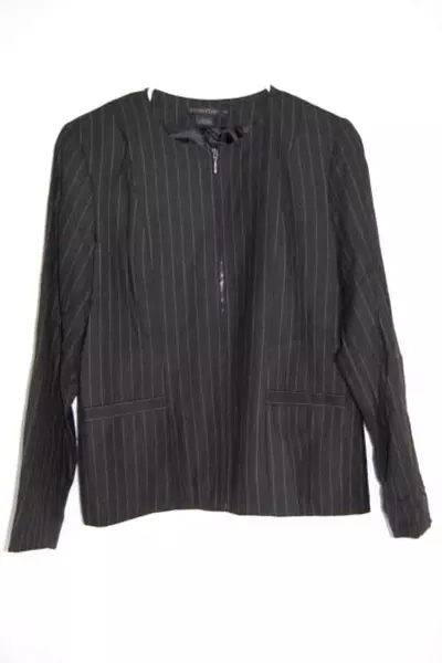 Pendleton Mills Full Zip Jacket Women's Size 10 Striped Black Brown Pockets