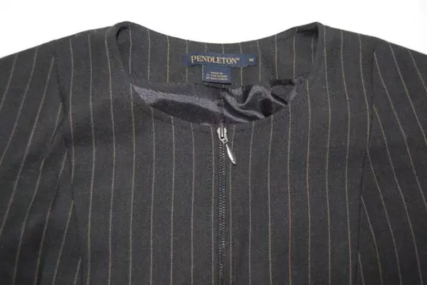 Pendleton Mills Full Zip Jacket Women's Size 10 Striped Black Brown Pockets