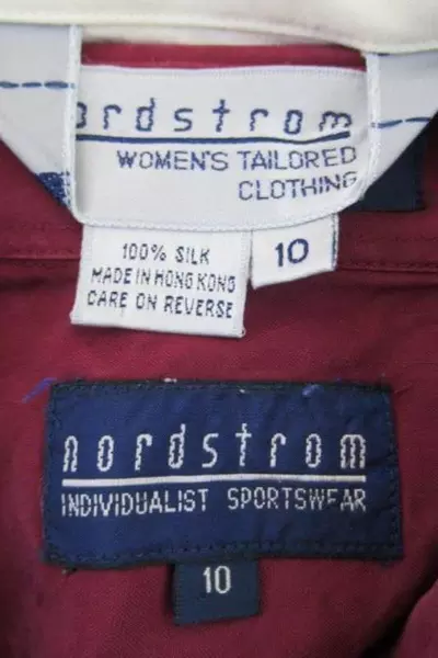 Lot of 2 Vintage Nordstrom Tops Women's Size 10 Long Sleeve Red Striped Beige