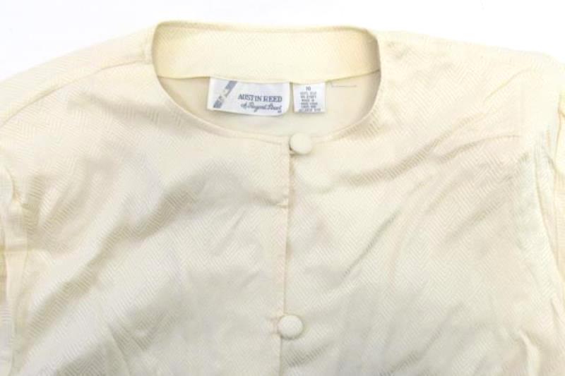 Vintage Austin Reed Of Regent Street Button Top Women's Size 10 Silk Cream