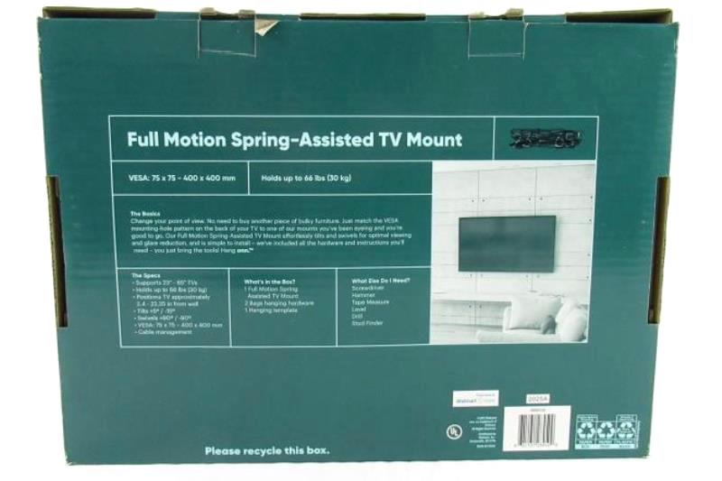Hang Onn 20-40 In Full Motion Spring Assisted TV Mount Hardware Included Manual
