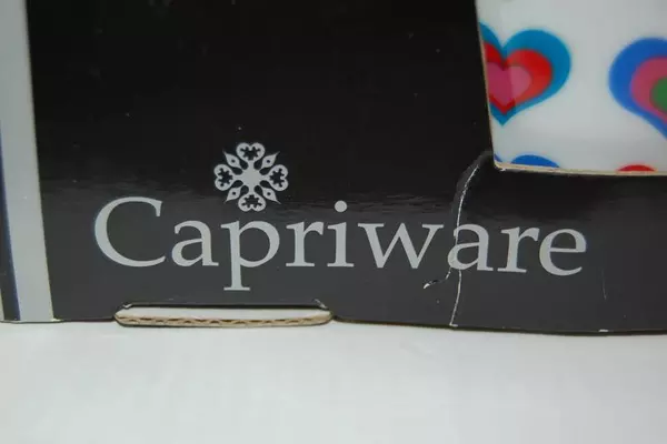 Capriware Colorful Hearts Mug Coffee Cup 12 Oz White Porcelain Summer of Love