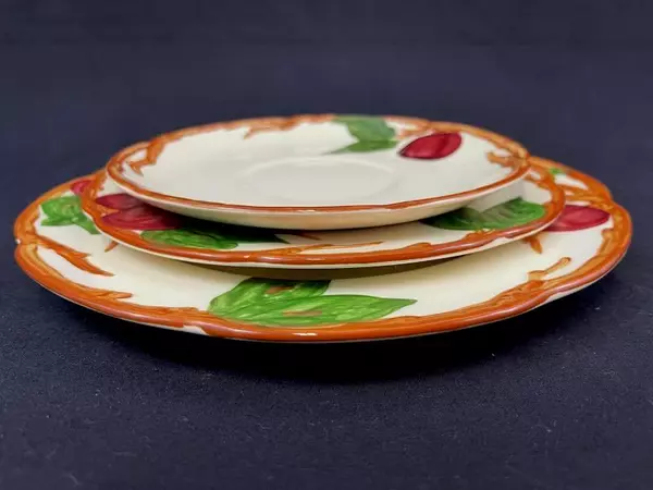 Lot of 3 Vintage Franciscan Pottery Plates Apple Pattern Hand Decorated Dishes
