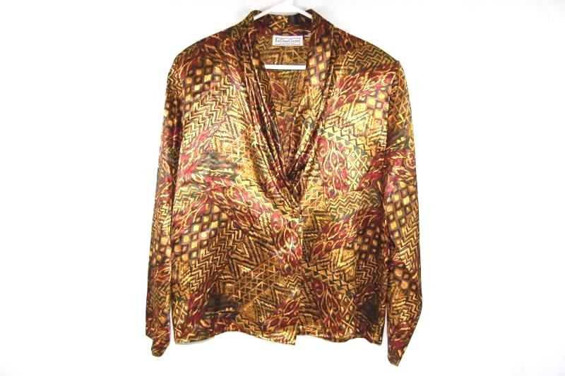Vintage La Chine Classic By Galinda Wang Satin Top Women's Size 10 Brown Red