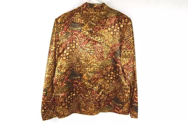 Vintage La Chine Classic By Galinda Wang Satin Top Women's Size 10 Brown Red