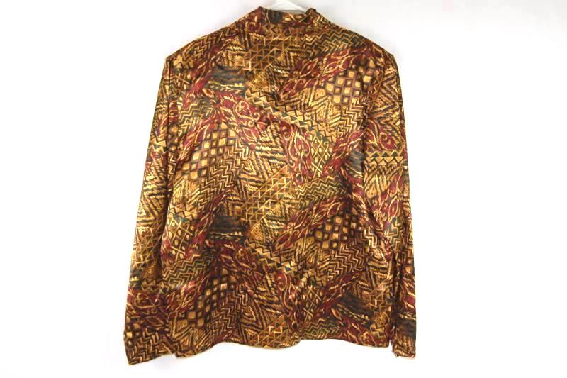 Vintage La Chine Classic By Galinda Wang Satin Top Women's Size 10 Brown Red