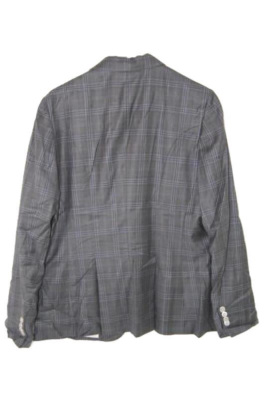 Belvest Made In Italy Suit Jacket Women's Size 48 Grey Blue Plaid Lined Pocket