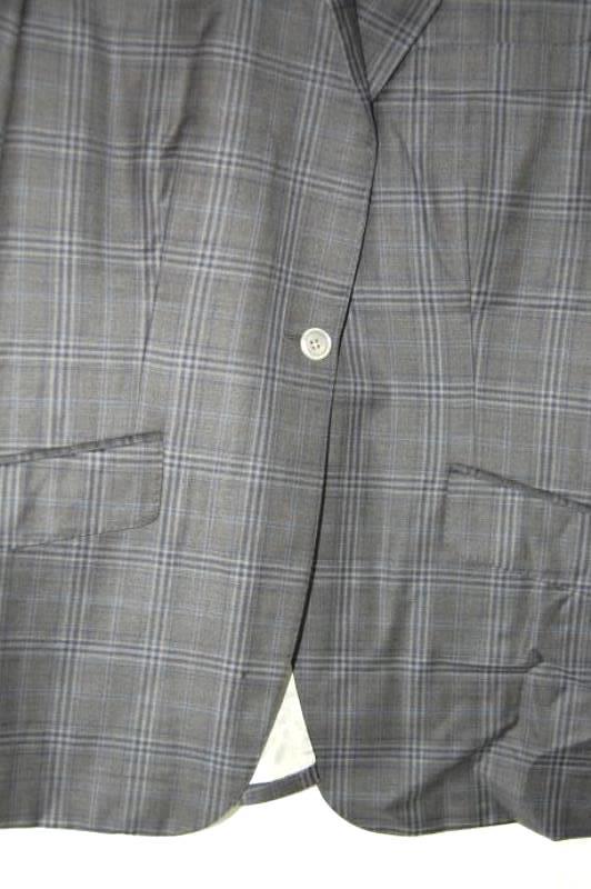 Belvest Made In Italy Suit Jacket Women's Size 48 Grey Blue Plaid Lined Pocket