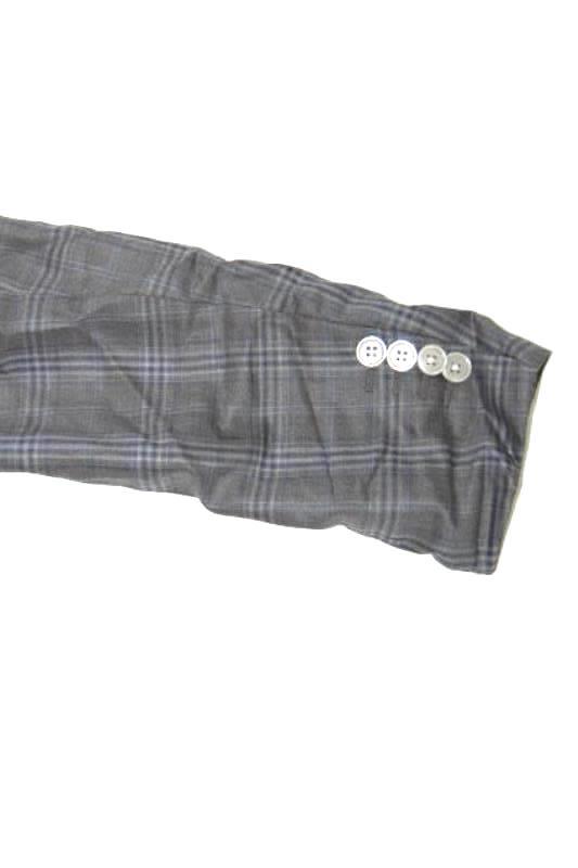 Belvest Made In Italy Suit Jacket Women's Size 48 Grey Blue Plaid Lined Pocket