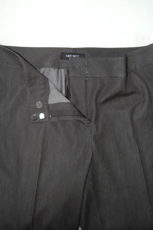 Nine West Dress Slack Pants Women's Size 10 Dark Grey Wide Leg Zip Closure