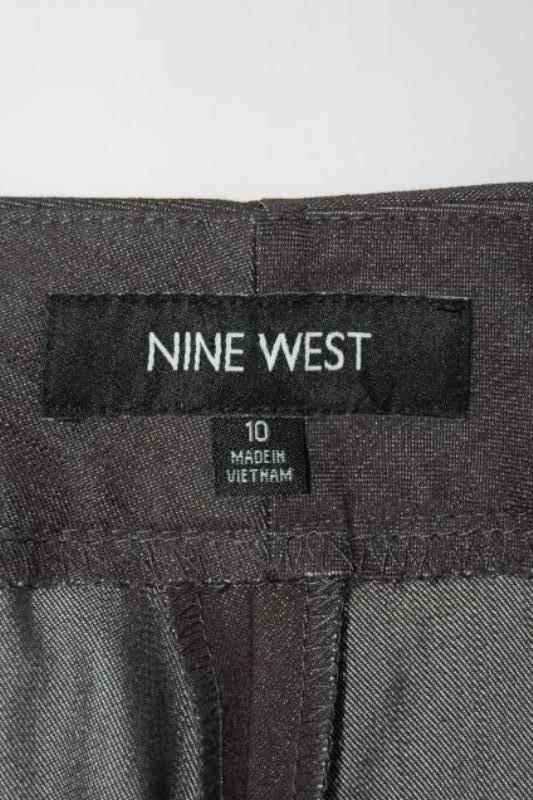 Nine West Dress Slack Pants Women's Size 10 Dark Grey Wide Leg Zip Closure