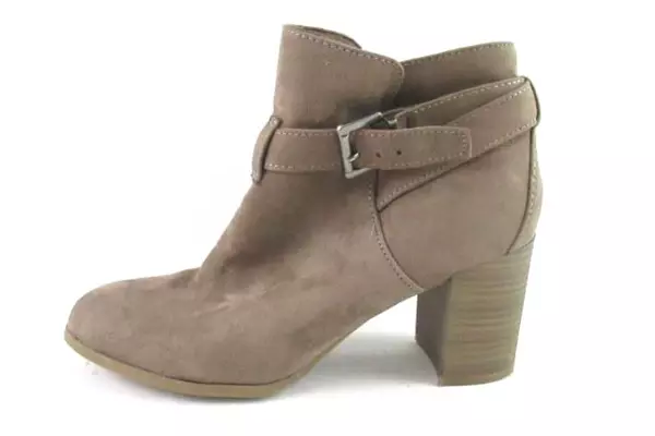 Merona Faux Suede Heeled Ankle Booties Women's Size 9 Buckle Accent Tan Brown