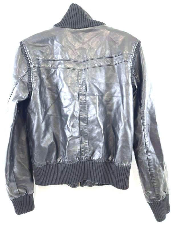 BDG Jacket Faux Leather Coat Black Lined Short Full-Zip Women's Size S-P