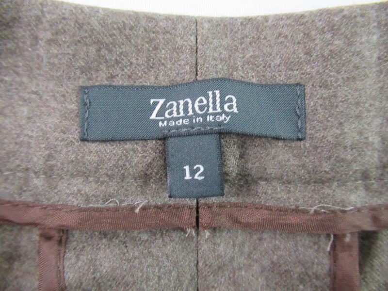 Zanella Platinum Debra Pants Women's Size 12 Brown Made In Italy Wool