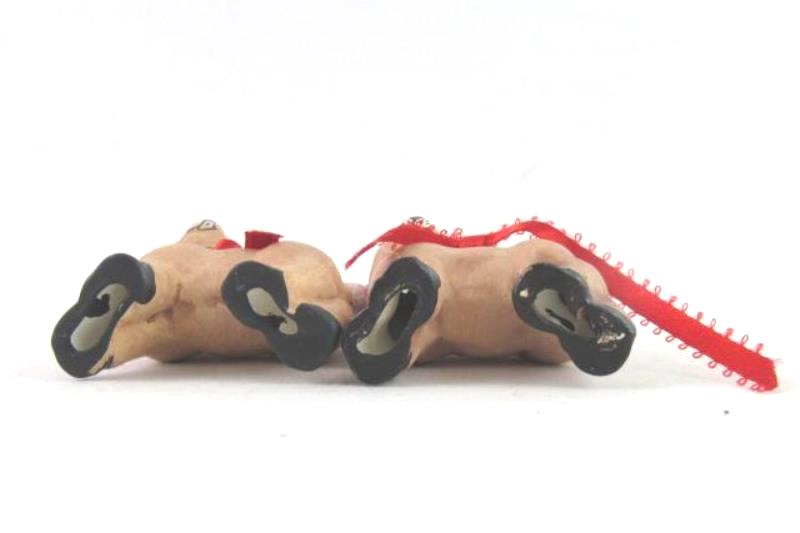 Lot of 2 Ceramic Reindeer Christmas Ornaments 2.75" Tall Decoration