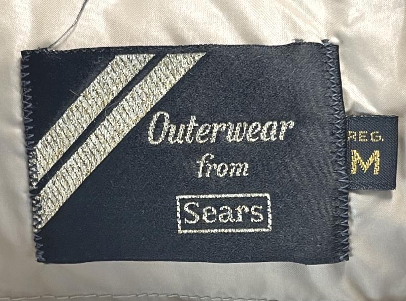 Vintage Sears Coat Jacket Beige Hooded Men's Size Medium Insulated Lined