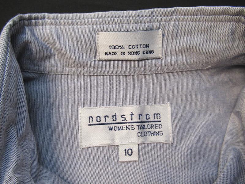 Lot of 2 Vintage Nordstrom Button Front Tops Women's Size 10 Blue Striped Cotton
