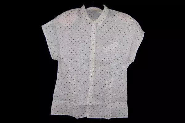 Vintage Liz Claiborne Button Front Top Women's Size 10 Ivory Brown Square