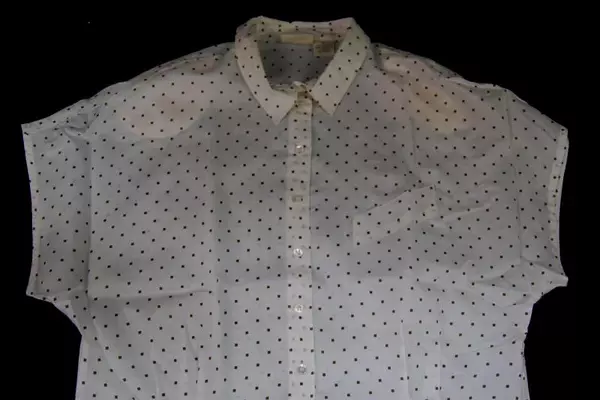 Vintage Liz Claiborne Button Front Top Women's Size 10 Ivory Brown Square