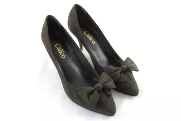 Vintage Calico J-Charism'a 2 Brown Suede Heels Women's Size 6M Bow Point Toe