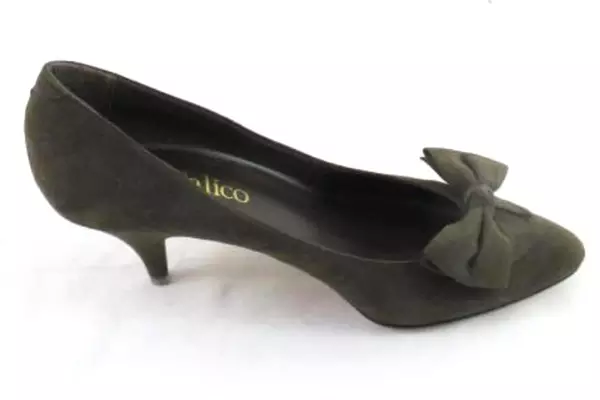 Vintage Calico J-Charism'a 2 Brown Suede Heels Women's Size 6M Bow Point Toe