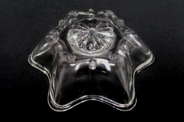2 Vintage 6 Rounded Point Star or Flower Clear Glass Candle Holder w/ Ball Feet