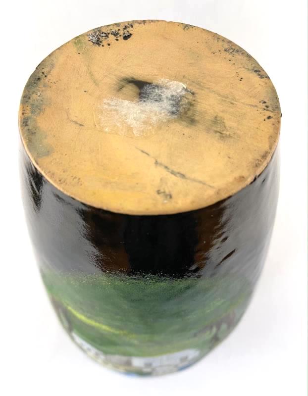 Vintage Unknown Brand Vase Black Russian Hand Painted Church Mural Height 13.5"