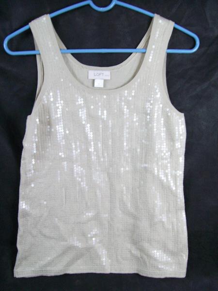 LOFT Petites Women's Tan Sequin Tank Top Size SP