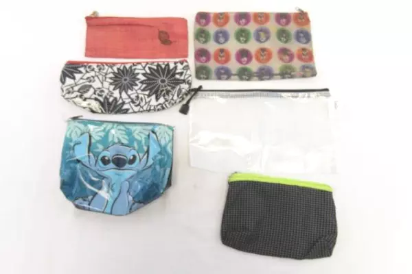 Lot of 6 Cosmetic Bags Kiss Pier One Imports Smile Case Stitch