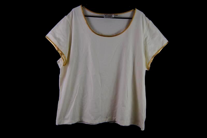 Vintage Linea By Louis Dell Olia Short Sleeve Shirt Women's Size 2X Cream Gold