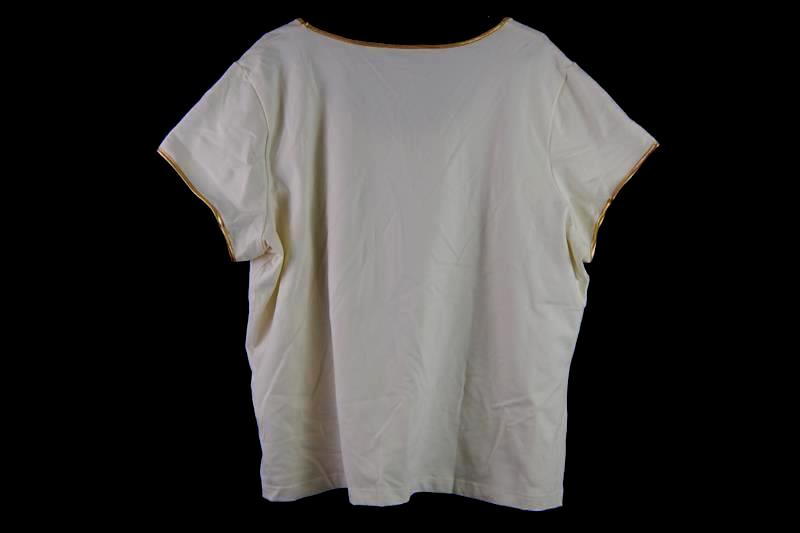 Vintage Linea By Louis Dell Olia Short Sleeve Shirt Women's Size 2X Cream Gold